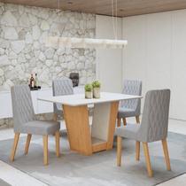 Conjunto Sala de Jantar 4 Lugares Retangular Tampo MDF Mesa Apogeu com Cadeiras Luar Conjunto Sala de Jantar 4 Lugares Retangular Tampo MDF Mesa Apogeu com Cadeiras Luar