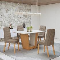 Conjunto Sala de Jantar 4 Lugares Retangular Tampo MDF Mesa Apogeu com Cadeiras Luar Conjunto Sala de Jantar 4 Lugares Retangular Tampo MDF Mesa Apogeu com Cadeiras Luar