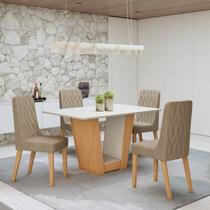 Conjunto Sala de Jantar 4 Lugares Retangular Tampo MDF Mesa Apogeu com Cadeiras Luar Conjunto Sala de Jantar 4 Lugares Retangular Tampo MDF Mesa Apogeu com Cadeiras Luar