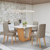 Conjunto Sala de Jantar 4 Lugares Retangular Tampo MDF Mesa Apogeu com Cadeiras Luar