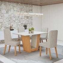 Conjunto Sala de Jantar 4 Lugares Retangular Tampo MDF Mesa Apogeu com Cadeiras Luar Conjunto Sala de Jantar 4 Lugares Retangular Tampo MDF Mesa Apogeu com Cadeiras Luar