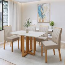 Conjunto Sala de Jantar 4 Lugares Retangular Tampo MDF Mesa Bold com Cadeiras Pés Madeira Jade Conjunto Sala de Jantar 4 Lugares Retangular Tampo MDF Mesa Bold com Cadeiras Pés Madeira Jade