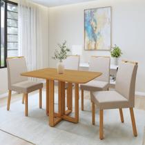 Conjunto Sala de Jantar 4 Lugares Retangular Tampo MDF Mesa Bold e Cadeiras Pés Madeira Lunen Conjunto Sala de Jantar 4 Lugares Retangular Tampo MDF Mesa Bold e Cadeiras Pés Madeira Lunen