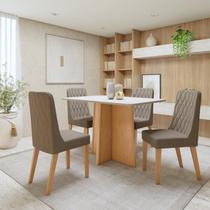 Conjunto Sala de Jantar 4 Lugares Retangular Tampo MDF Mesa Celebrare com Cadeiras Luar