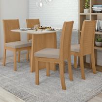 Conjunto Sala de Jantar 4 Lugares Retangular Tampo MDF Mesa Celebrare e Cadeiras Athenas