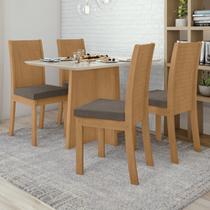 Conjunto Sala de Jantar 4 Lugares Retangular Tampo Vidro/MDF 120cm Mesa Celebrare Cadeiras Athenas Marrom Amêndoa Clean/Off White/Suede Animale Bege Conjunto Sala de Jantar 4 Lugares Retangular Tampo Vidro/MDF 120cm Mesa Celebrare Cadeiras Athenas Marrom Amêndoa Clean/Off White/Suede Animale Bege