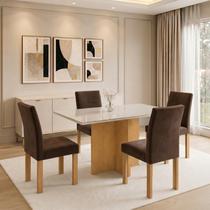 Conjunto Sala de Jantar 4 Lugares Retangular Tampo Vidro/MDF 120x80cm Mesa Carol e Cadeiras Espanha Conjunto Sala de Jantar 4 Lugares Retangular Tampo Vidro/MDF 120x80cm Mesa Carol e Cadeiras Espanha