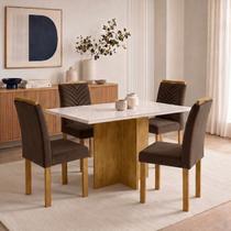 Conjunto Sala de Jantar 4 Lugares Retangular Tampo Vidro MDF 120x80cm Mesa e Cadeiras Carol Conjunto Sala de Jantar 4 Lugares Retangular Tampo Vidro MDF 120x80cm Mesa e Cadeiras Carol