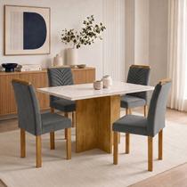 Conjunto Sala de Jantar 4 Lugares Retangular Tampo Vidro MDF 120x80cm Mesa e Cadeiras Carol Conjunto Sala de Jantar 4 Lugares Retangular Tampo Vidro MDF 120x80cm Mesa e Cadeiras Carol