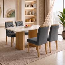 Conjunto Sala de Jantar 4 Lugares Retangular Tampo Vidro MDF 120x80cm Mesa Isla e Cadeiras Carol Conjunto Sala de Jantar 4 Lugares Retangular Tampo Vidro MDF 120x80cm Mesa Isla e Cadeiras Carol