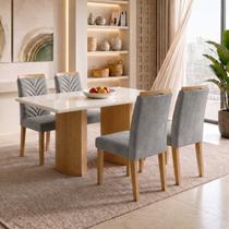 Conjunto Sala de Jantar 4 Lugares Retangular Tampo Vidro MDF 120x80cm Mesa Isla e Cadeiras Carol Conjunto Sala de Jantar 4 Lugares Retangular Tampo Vidro MDF 120x80cm Mesa Isla e Cadeiras Carol