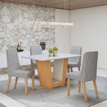 Conjunto Sala de Jantar 4 Lugares Retangular Tampo Vidro/MDF Mesa Apogeu com Cadeiras Luar Conjunto Sala de Jantar 4 Lugares Retangular Tampo Vidro/MDF Mesa Apogeu com Cadeiras Luar