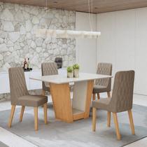 Conjunto Sala de Jantar 4 Lugares Retangular Tampo Vidro/MDF Mesa Apogeu com Cadeiras Luar Conjunto Sala de Jantar 4 Lugares Retangular Tampo Vidro/MDF Mesa Apogeu com Cadeiras Luar