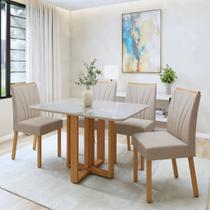 Conjunto Sala de Jantar 4 Lugares Retangular Tampo Vidro/MDF Mesa Bold e Cadeiras Pés Madeira Jade Conjunto Sala de Jantar 4 Lugares Retangular Tampo Vidro/MDF Mesa Bold e Cadeiras Pés Madeira Jade