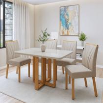 Conjunto Sala de Jantar 4 Lugares Retangular Tampo Vidro/MDF Mesa Bold e Cadeiras Pés Madeira Jade Conjunto Sala de Jantar 4 Lugares Retangular Tampo Vidro/MDF Mesa Bold e Cadeiras Pés Madeira Jade