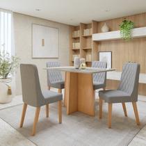 Conjunto Sala de Jantar 4 Lugares Retangular Tampo Vidro/MDF Mesa Celebrare com Cadeiras Luar Conjunto Sala de Jantar 4 Lugares Retangular Tampo Vidro/MDF Mesa Celebrare com Cadeiras Luar