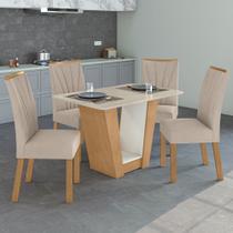 Conjunto Sala de Jantar 4 Lugares Retangular Tampo Vidro/MDF Mesa e Cadeiras Apogeu