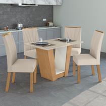 Conjunto Sala de Jantar 4 Lugares Retangular Tampo Vidro/MDF Mesa e Cadeiras Apogeu