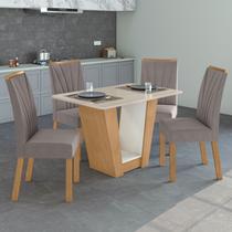 Conjunto Sala de Jantar 4 Lugares Retangular Tampo Vidro/MDF Mesa e Cadeiras Apogeu