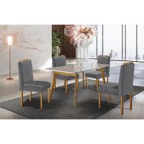 Conjunto Sala de Jantar 4 Lugares Slim Mesa e Cadeiras Madeira Maciça Móveis Mundial