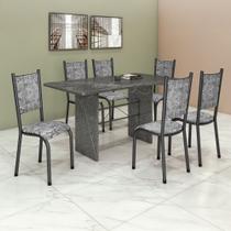 Conjunto Sala de Jantar 6 Cadeiras 1 Mesa Tampo Granito Retangular Topázio Bianca