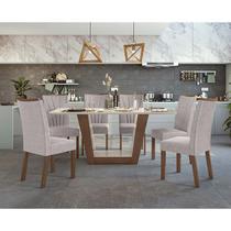 Conjunto Sala de Jantar 6 Cadeiras Apogeu 170 Lopas Imbuia Clean/Off White/Linho Rustico