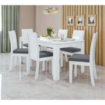 Conjunto Sala de Jantar 6 Cadeiras Athenas 180 Lopas Branco/Linho Cinza