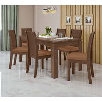 Conjunto Sala de Jantar 6 Cadeiras Athenas 180 Lopas Imbuia Clean/Corano Caramelo