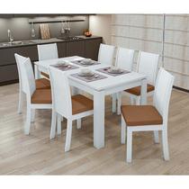 Conjunto Sala de Jantar 6 Cadeiras Athenas 200 Lopas Branco/Corano Caramelo