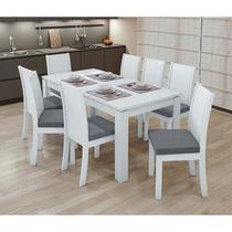 Conjunto Sala de Jantar 6 Cadeiras Athenas 200 Lopas Branco/Linho Cinza