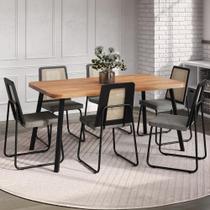 Conjunto Sala De Jantar 6 Cadeiras Catânia Carraro Nogal E Preto