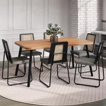 Conjunto Sala de Jantar 6 Cadeiras Catânia Carraro Nogal e Preto