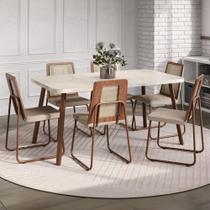 Conjunto Sala de Jantar 6 Cadeiras Catânia Carraro Petra e Rosê