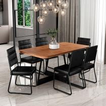 Conjunto Sala de Jantar 6 Cadeiras Charlotte Carraro Nogal com Preto