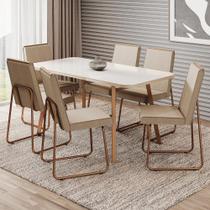 Conjunto Sala de Jantar 6 Cadeiras Cilícia Carraro Gelo e Rosê