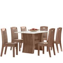 Conjunto Sala de Jantar 6 Cadeiras com Mesa 1,35m Belgica Amêndoa