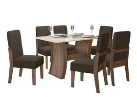 Conjunto Sala de Jantar 6 Cadeiras com Mesa 1,35m Eslovenia Amêndoa