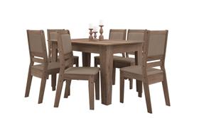 Conjunto Sala de Jantar 6 Cadeiras com Mesa 1,35m Genebra Amêndoa - Celta Móveis