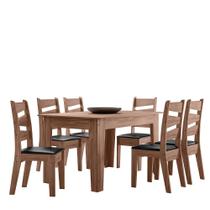 Conjunto Sala de Jantar 6 Cadeiras com Mesa 1,35m Itália Amêndoa