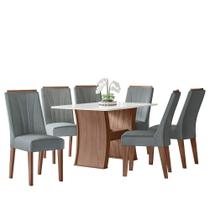 Conjunto Sala de Jantar 6 Cadeiras com Mesa 1,35m Polônia Amêndoa