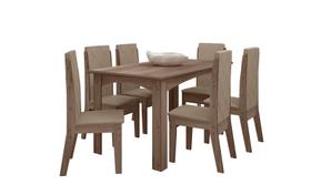 Conjunto Sala de Jantar 6 Cadeiras com Mesa 1,56m Austria Amêndoa