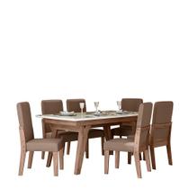 Conjunto Sala de Jantar 6 Cadeiras com Mesa 1,56m Dubai Amêndoa - Celta Móveis