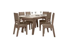 Conjunto Sala de Jantar 6 Cadeiras com Mesa 1,56m Marfim Amêndoa