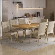 Conjunto Sala de Jantar 6 Cadeiras Dallas Carraro Dourado Conjunto Sala de Jantar 6 Cadeiras Dallas Carraro Dourado