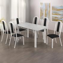 Conjunto Sala de Jantar 6 Cadeiras Fortaleza Branco/Preto/Granito