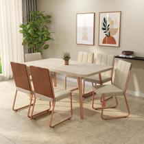 Conjunto Sala de Jantar 6 Cadeiras Ilia Carraro Petra Rosê Conjunto Sala de Jantar 6 Cadeiras Ilia Carraro Petra Rosê