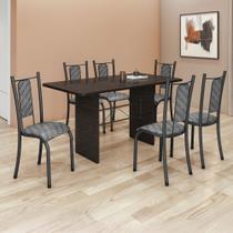 Conjunto Sala de Jantar 6 Cadeiras Mesa 140x75cm Tampo Ardósia Indiano Isabela