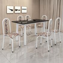Conjunto Sala de Jantar 6 Cadeiras Mesa 140x75cm Tampo Ardósia Indiano Sofia