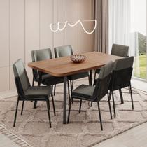 Conjunto Sala de Jantar 6 Cadeiras San Paolo Carraro Nogal e Preto