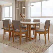 Conjunto Sala de Jantar 6 Cadeiras Tampo de Vidro Filadélfia Natural Cerejeira/Café Conjunto Sala de Jantar 6 Cadeiras Tampo de Vidro Filadélfia Natural Cerejeira/Café